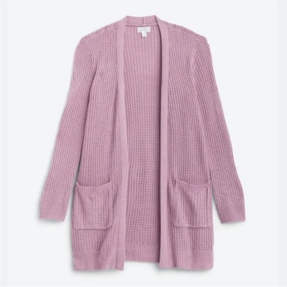 Market & Spruce Bridie Cardigan Purple Cable Knit | size medium